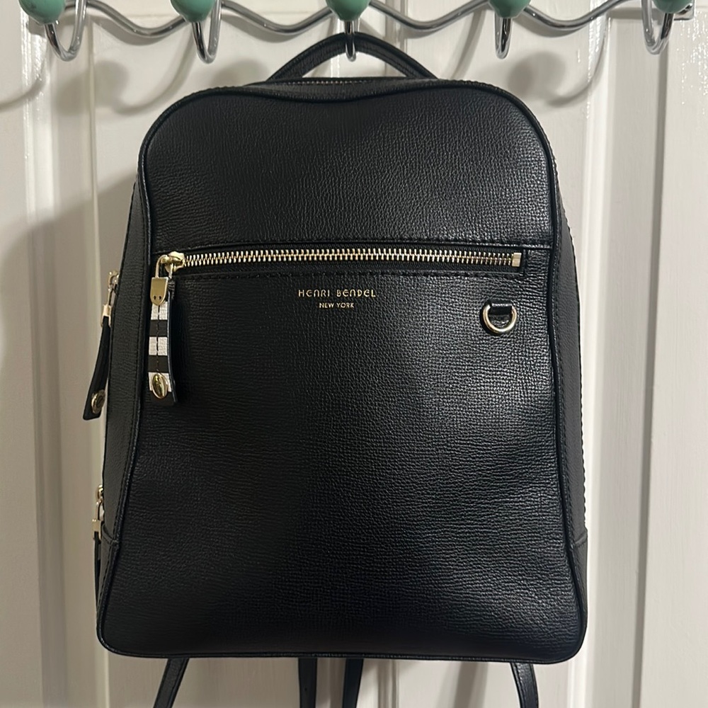 Like New He to Bendel Black Leather Backpack